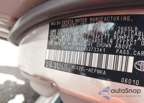 2004 Toyota Avalon Xl from USA, damaged, VIN 4T1BF28BX4U373341